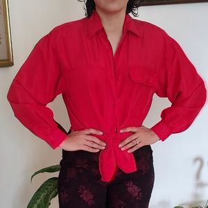 Vintage the limited red silk button up